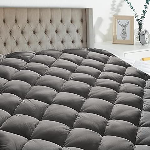 Full Mattress Pad Cover Cooling Mattress Topper Pillow Top Breathable Mattress Toppers Quilted Fitted (8-21 Inch Fitted Deep Pocket,Grey) Cover