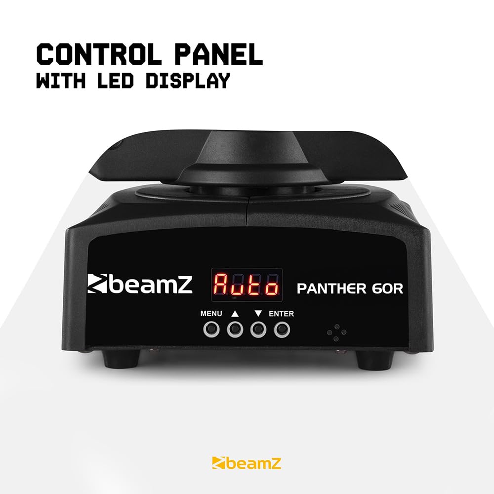 BeamZ Panther 60R Cabeza móvil RGBW con anillo LED RGB, 60 vatios, iluminación de escenario, DMX, sistema de iluminación al ritmo de la música, sistema de iluminación para DJ - Color negro