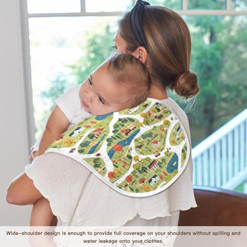 vvfelixl Muslin Burp Cloths Cartoon Countryside Map Baby Washcloths for Baby Girl Boys 2 Pack4