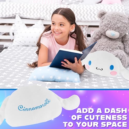 Image of Hello Kitty Sanrio Plush Cushion Pillow, Plush Throw Pillow Fluffy Cushion Kawaii Decor Cinnamoroll Kuromi, Gifts for Teens, Women (White Cinnamoroll, L15.7 x W15.4)