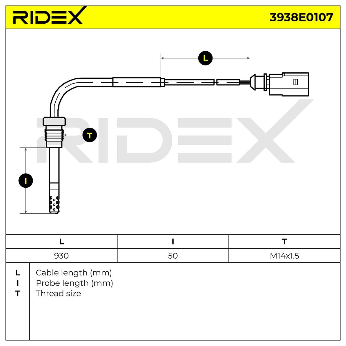RIDEX 3938E0107 Sensore Temperatura gas scarico Compatibilità con AUDI Q7 4LB
