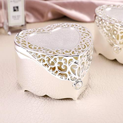 MyNameChain Personalised Silver Plated Trinket Jewellery Box-Mothers day, Christmas, Valentine's, Wedding, Anniversary Free Engravable (Heart)
