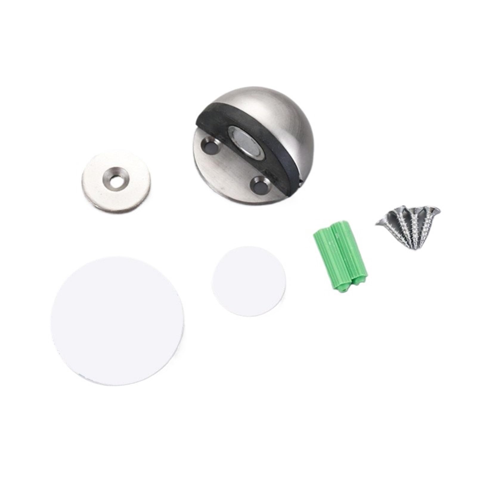 Door Stopper Nail Free Concealed Stainless Magnetic Door Stop with Buffer Pad for Floor Sticky Mount Setup(Silver)