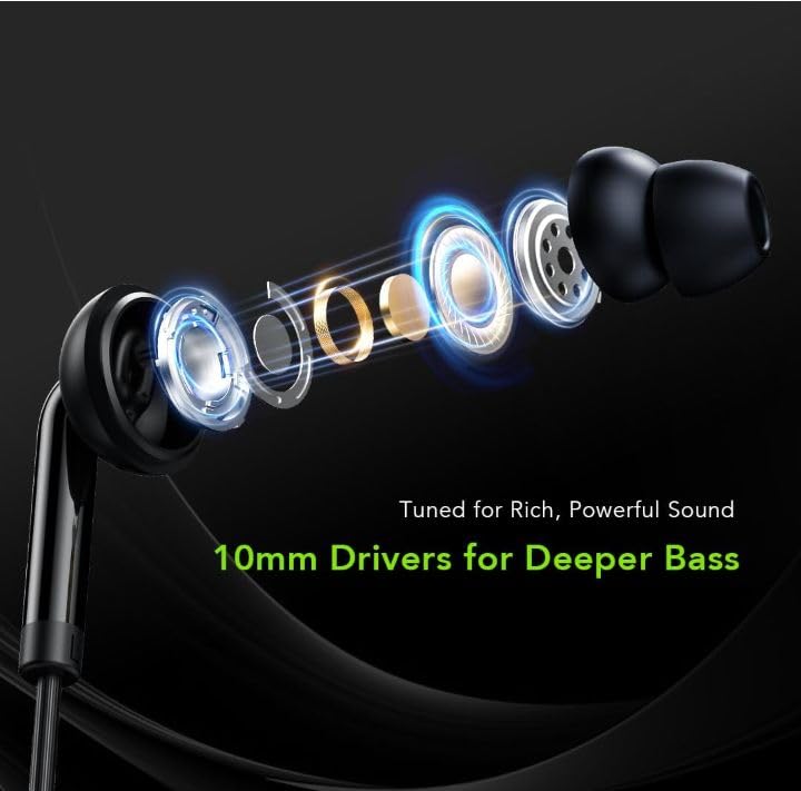 Image of Durable Metal Wired Earphones Earbuds with Microphone & Deep Bass Clear Sound Noise Isolating in Ear Headphones, Stereo Ear Buds for Cell Phones, Laptop, Tablet,