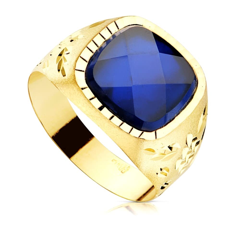 Inmaculada Romero IR Sello oro 18k hombre hueco piedra zafiro centro spinell