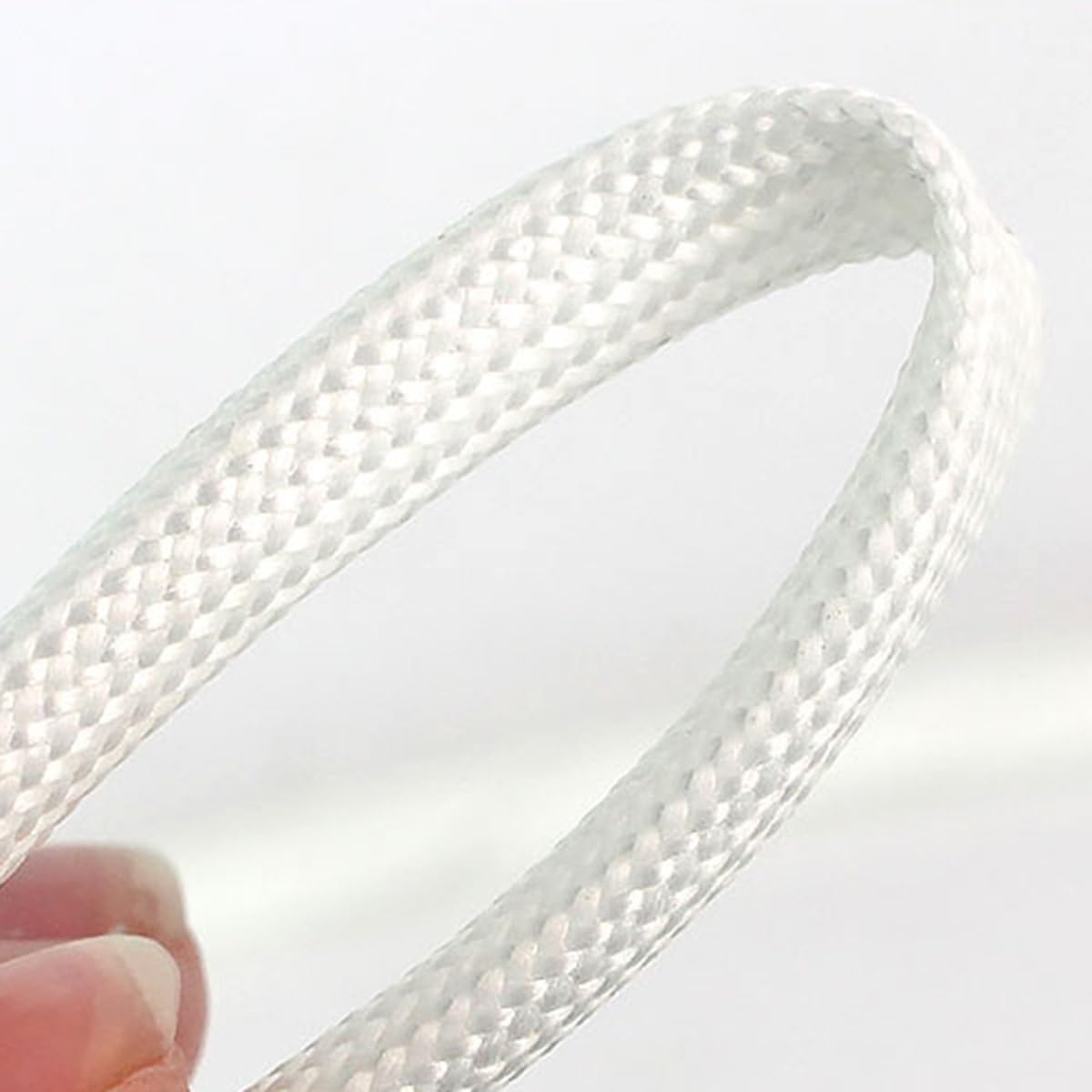 Manchon de rangement pour câbles Basics, Biały pleciony rękaw z włókna szklanego 5M 600°C osłona termiczna o wysokiej temperaturze 1mm-30mm(Inner Diameter 30mm)