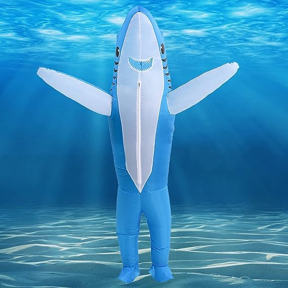Disfraz inflable de tiburón para adulto - Halloween inflable adulto disfraz tiburón para Halloween cosplay fiesta