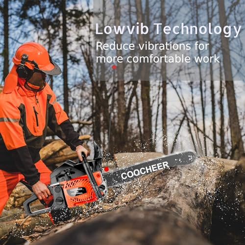Coocheer 62Cc Gas Chainsaw 20 Inch Power Chain Saw With 2 Saw Chains 2-Cycle 3.5 Hp Gas Powered Chainsaw With Carrying Bag And Tool Kit For Wood Cutting And Tree Trimming thumb #3