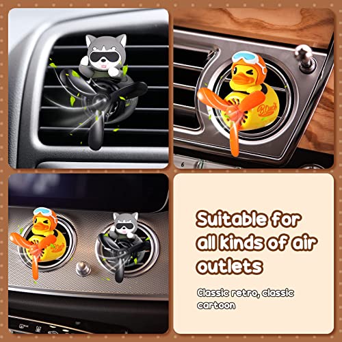 Tallew 2 Pcs Car Air Freshener Pilot Cute Car Diffuser Cartoon Outlet Fan Air Diffuser For Car Vent Perfume Automotive Decoration (Sunglasses Hashiqi, Duck), Black,Yellow #TOP3