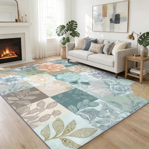Tapis doux à poil ras style floral élégant pour sublimer votre décoration