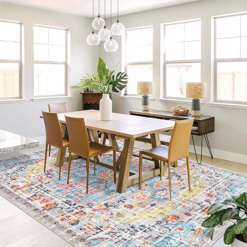 Pauwer Boho Area Rug 5x7 Washable Rugs for Living Room Vintage Non Slip Area Rug Ultra Soft Throw Rugs Carpet for Bedroom Dining Room Dorm