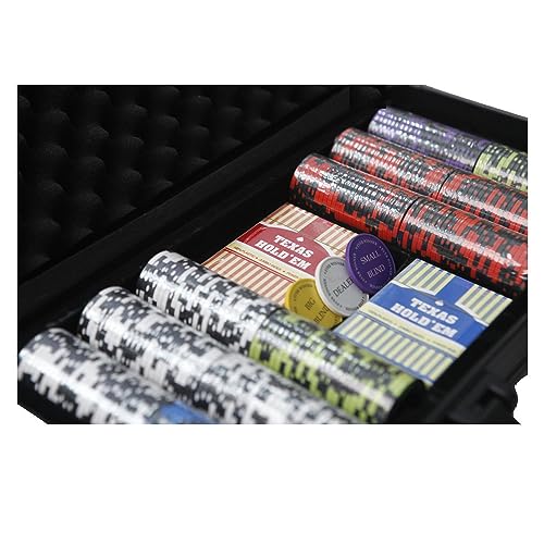 THUNDERBAY 14 Gram 300 Count Poker Set, 14G Clay Composite Chips with Aluminum Case, Two Decks of Playing Cards, Full Set of Buttons&5 Dices for Poker, Texas Hold\'em, Blackjack, Casino Games at Home