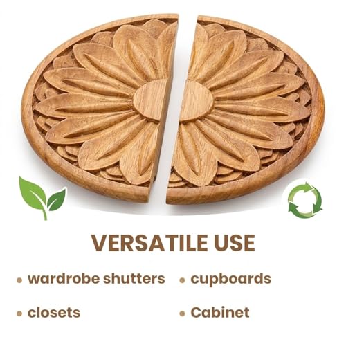 Image of Wooden Handle for Wardrobe Door /Handle for Cabinet /Pull Handle for Wardrobe /Teak Wood Door Handle (8 x 4 Inch) Natural Wood Finish-| 3 Years Warranty |