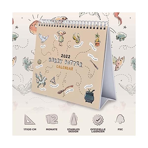 Grupo Erik Tischkalender 2022 - Harry Potter Kalender 2022 Tischkalender - Tischplaner 2022 Planer 2022 – Bild 4