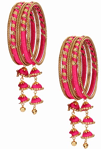 Image of NMII Get your traditions Valentine Gift for Girls & Women Silk Thread Bangle Set With Zircon For Womne & Girls