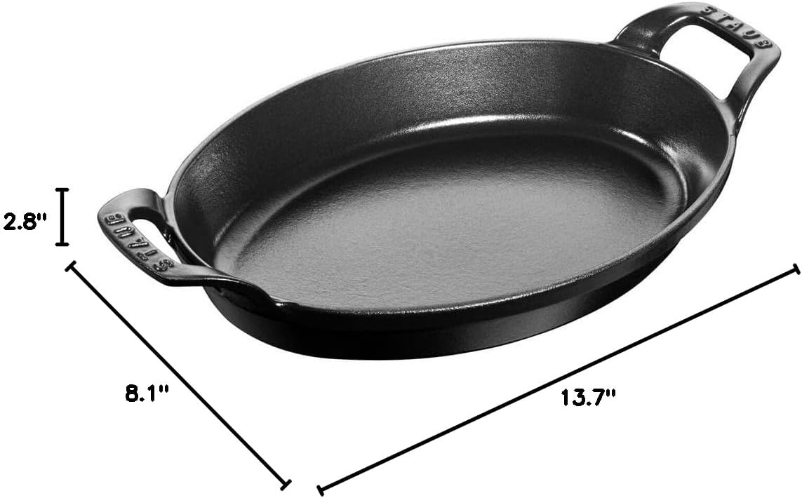Staub 40509-341 Oval Stackable Dish, Black, 11.0 inches (28 cm), Enameled Iron