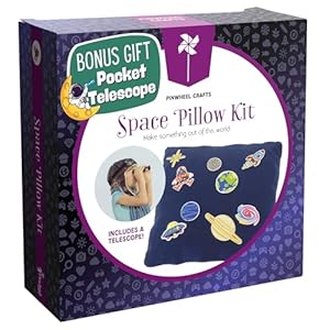 Pinwheel Crafts Beginner Sewing Kit for Kids 8 12 with Telescope Astronomy Solar System Easy Sew Space Pillow Kit with Planet Patches Make Your Own Plush Craft
