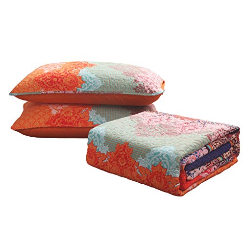 Exclusivo Mezcla Cotton Boho Queen Size Quilt Set, Soft Reversible Bohemian Bedspreads Lightweight Bedding Set Bed Cover For All Seasons, 3 Piece (1 Quilt, 2 Pillow Shams) #TOP7