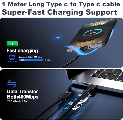 Image of Original 25W Charger Adapter with Type C to Type C Cable Compatible with Samsung Galaxy S /A /M /F /Z Series S25 /S24 /S23 /S22 /S21 /21 fe /S20 /M14 5G /M34 /M54 /M53 5g /M33 /M13 /A34 /A54 5G,F15, BIS Certified