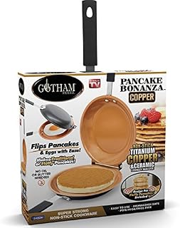Gotham Steel Double Pan, The Perfect Pancake Maker  Nonstick Copper Easy to Flip Pan, Double Sided Frying Pan for Fluffy Pancakes, Omelets, Frittatas and More! Pancake Pan Dishwasher Safe