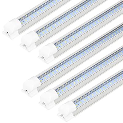 6 Pack 4FT LED Shop Light, 40W, 5200LM, 6500K Super Bright White, V Shape Integrated T8 LED Tube Light, 4 Foot Linkable Shop Lights With Built-in ON/Off Switch for Garage, Warehouse, Workshop