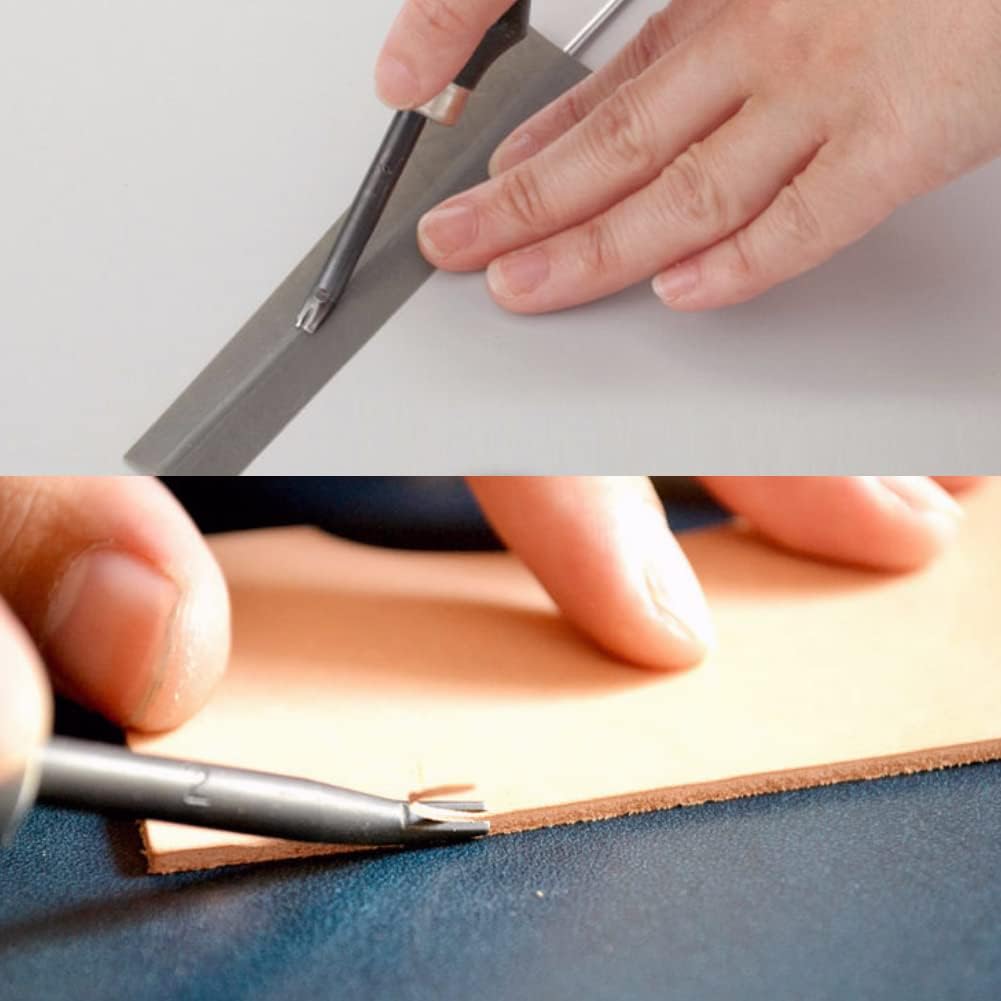 Leather Beveler, 0.6mm to 1.4mm Skiving Beveler Leather Craft Cutting Tool Professional Beveler DIY Accessory for Leather Crafting Work(0.6mm)