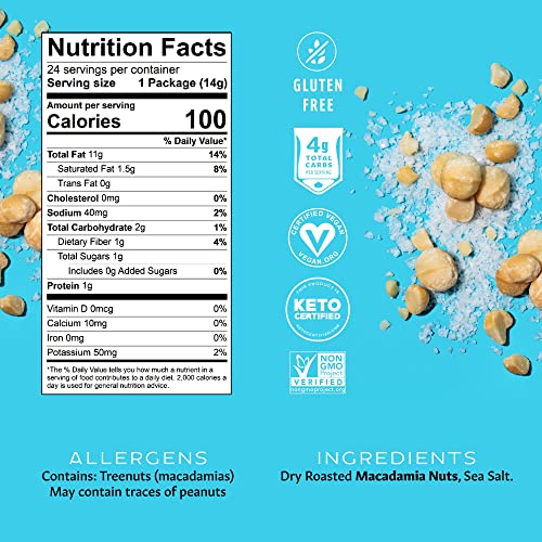 Mauna Loa Sea Salt Roasted Macadamia Nuts, 24 Pack of 0.5 oz Mini Pouches, Keto Friendly, Gluten Free, Healthy Hawaiian Snack - Thumbnail 2
