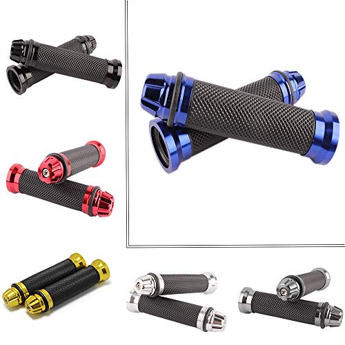 Poignées de moto 7/8 universelles en alu CNC bleu et caoutchouc pour Honda et Suzuki