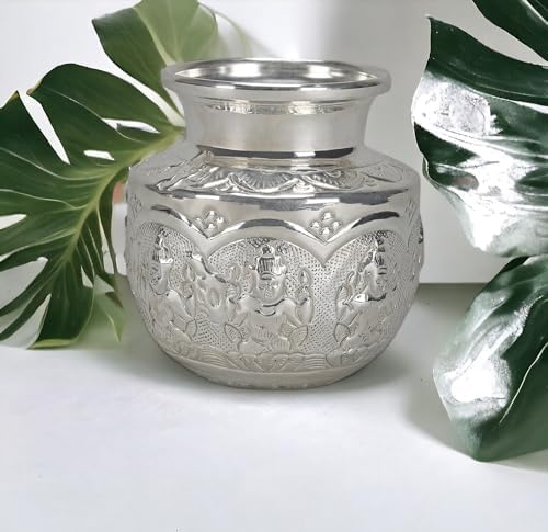 Pure German Silver Ashtalakshmi Chombu Kalash 10 x 8 x 15 cms Ashtalakshmi Lota Astalakshmi Kalash Set of-1PCS (460GMS) Pooja Article for Poojan Purpose 5.5 ML-picture-15