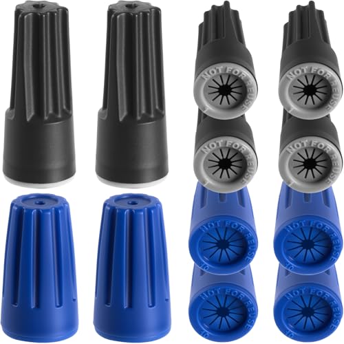 DC,CLISENCE 12 Pcs Waterproof Wire Nuts, 22AWG-12AWG Low Voltage Outdoor Electrical Cable Connectors, Landscape Wire Connector kit for Landscape Lighting, Irrigation Valves (Blue&Black, Small&Medium)