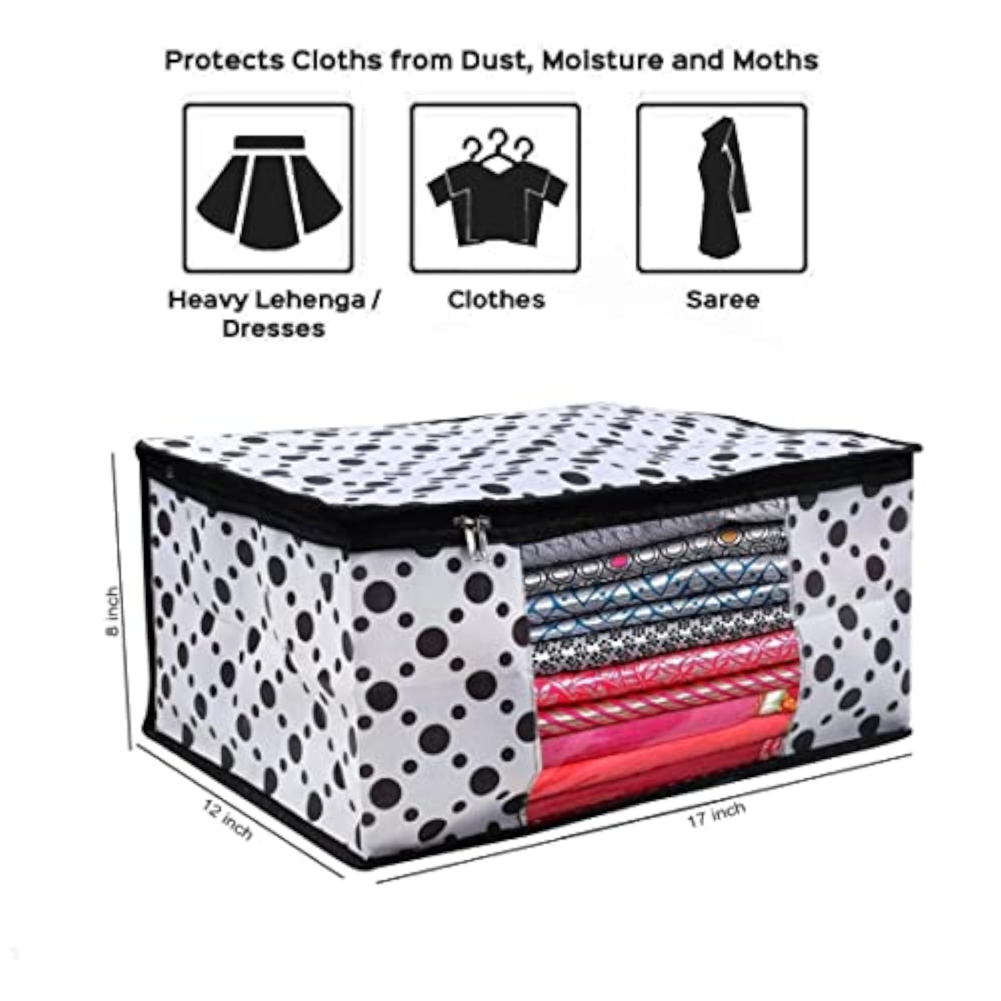 Printed Saree Cover Bag with Transparent Window