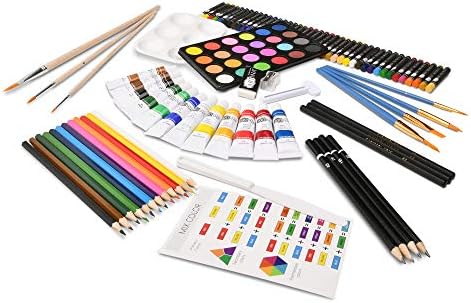 Artina 188pcs Painting Set Vincent with Table Easel - XXL Easel Box with Acrylic Paints Oil Pastels Watercolours Paint Brushes Deluxe Art Set with Desktop Easel for Beginners & Hobby Artists