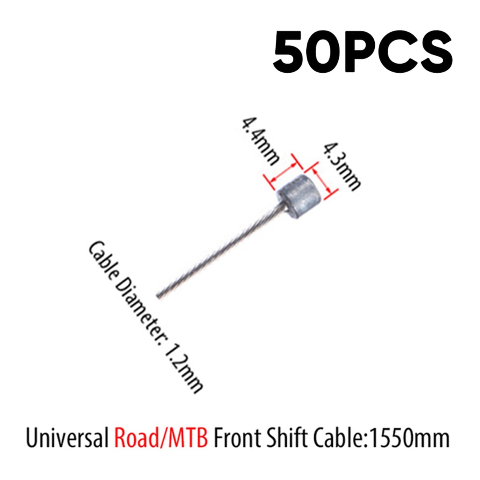 20 STK/50 STK Fahrradkabel Bremsschaltung Innenkabel Draht Edelstahl Mountain Road Fahrrad Bremskabelleitung 2100mm 1550mm 1700mm(50pc Shift Front 1550mm)