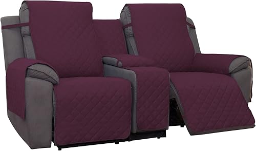 Miniatura 8 de PureFit Funda de sofá reclinable reversible resistente al agua para sillón reclinable doble con consola, funda de sofá dividida antideslizante,