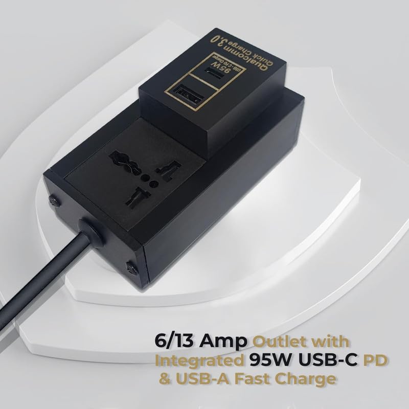 Image of MX Single Socket Extension Board with 10 Meter Heavy Duty Long Wire Cord Use to Exetend Power Socket 2500W 10A Wire Extender with Plug Perent (10 Mtr, Universal Socket + 95W USB-C + USB-A)