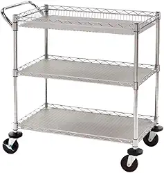 Carrinho Chá Aço Cromado 3 Prateleiras Restaurante Hoteis