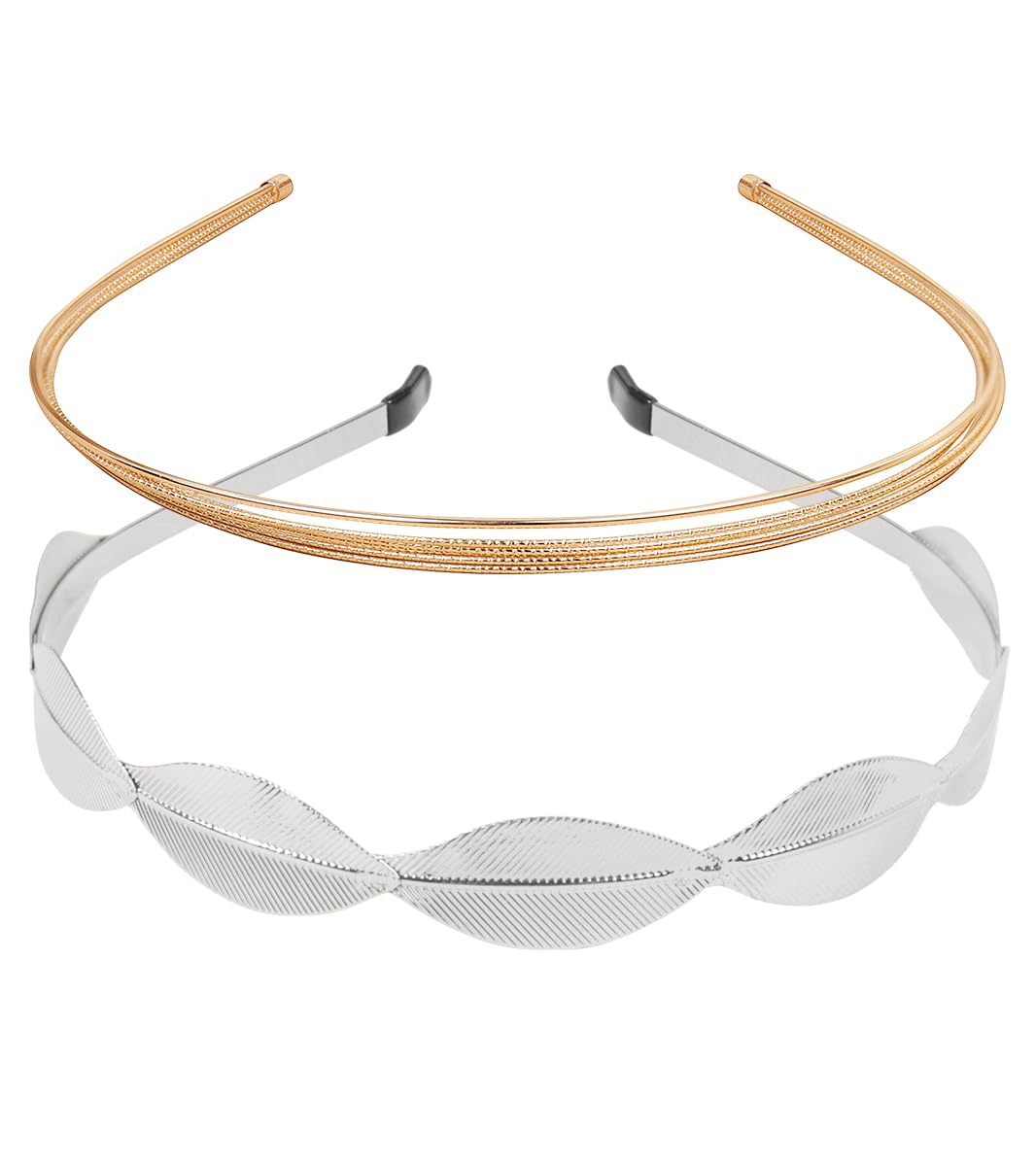 LisLic Women's Thin Metal Silver Headbands Non Slip, Cute Comfy Headband Hair Accessories Gift for Women (Silver Leaf)