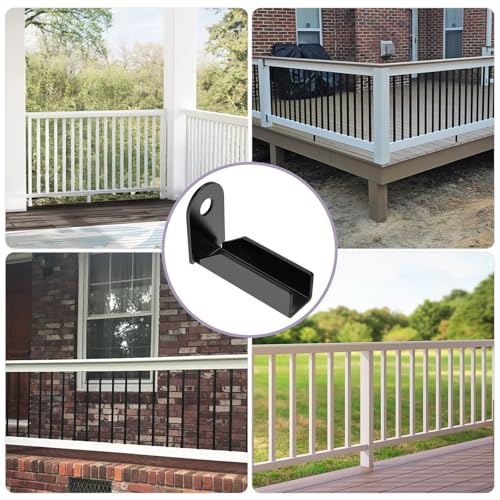 4 Pcs Fence Mounting Bracket for 1" x 1" Square Rails, Carbon Steel Fence Mounting Bracket, Fence Panel Internal Connector - Black - Image 6