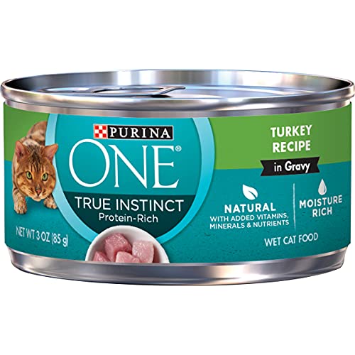 Purina ONE Natural, High Protein Cat Food, True Instinct Turkey Recipe in Gravy - (24) 3 oz. Pull-Top Cans