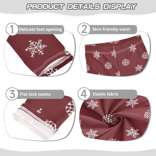 Snowflake Old Red Pattern Girls Leggings Ultra Soft Compression Yoga Gym Pants for Kids 4-10T3