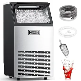 COWSAR Commercial Ice Maker Machine 100Lbs/24H, Stainless Steel Undercounter Ice Maker with 33Lbs Storage Capacity, Self-Cleaning Freestanding Ice Machine for Home, Bar, Restaurant, Office, Outdoor