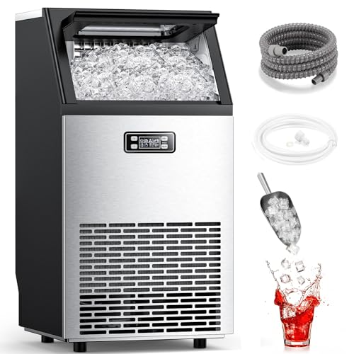 COWSAR Commercial Ice Maker Machine 100Lbs/24H, Stainless Steel Undercounter Ice Maker with 33Lbs Storage Capacity, Self-Cleaning Freestanding Ice Machine for Home, Bar, Restaurant, Office, Outdoor