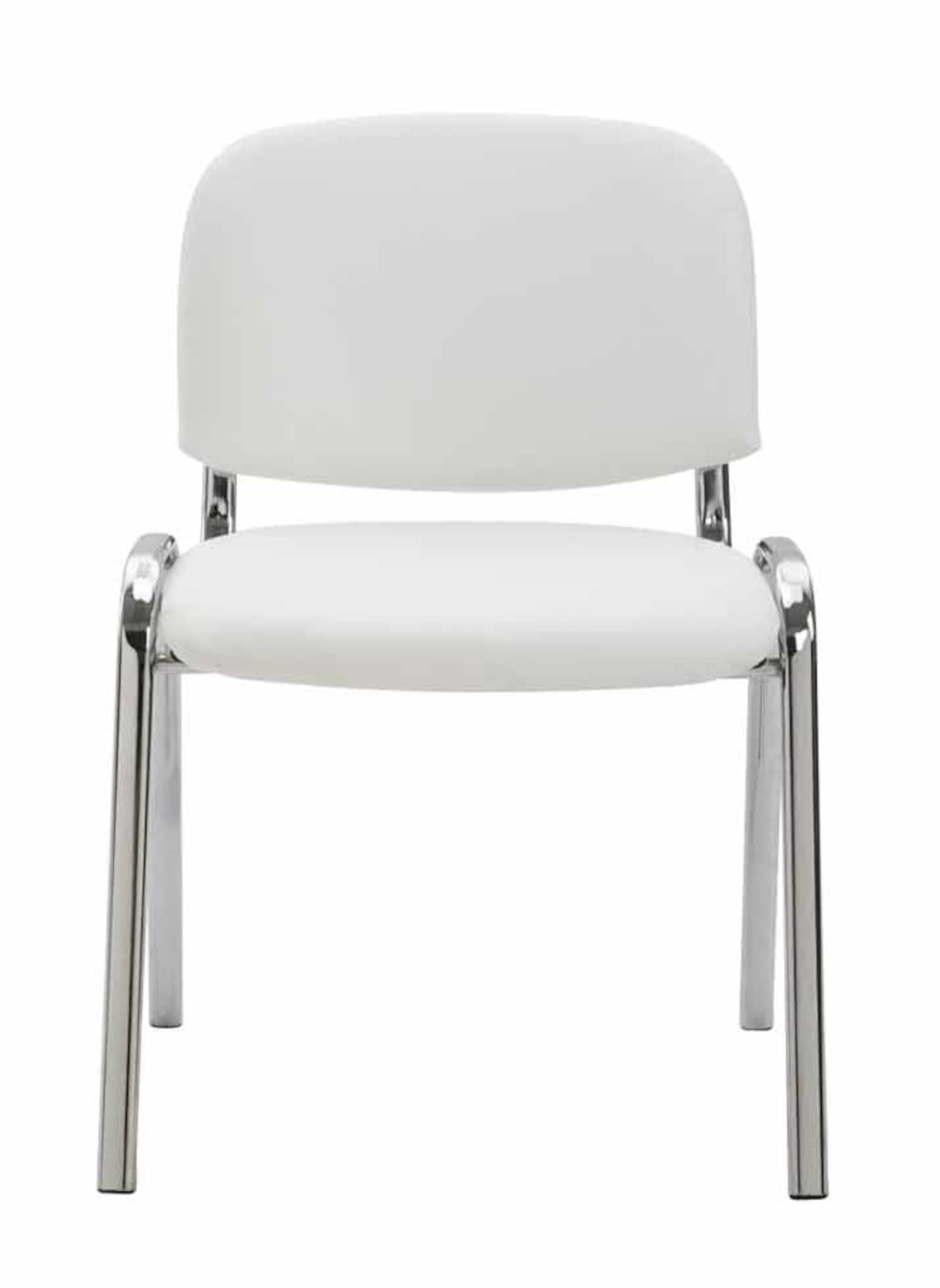 CLP Lot de 4 Chaises De Conférence Ken en Similicuir I Chaise Visiteur avec Piétement en Métal Chromé, Couleur:Blanc