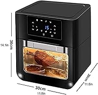 Vista 2 de Horno freidora de aire, horno eléctrico sin aceite, combo de freidora de aire para horno, pantalla táctil LCD digital, 8 preajustes, cesta