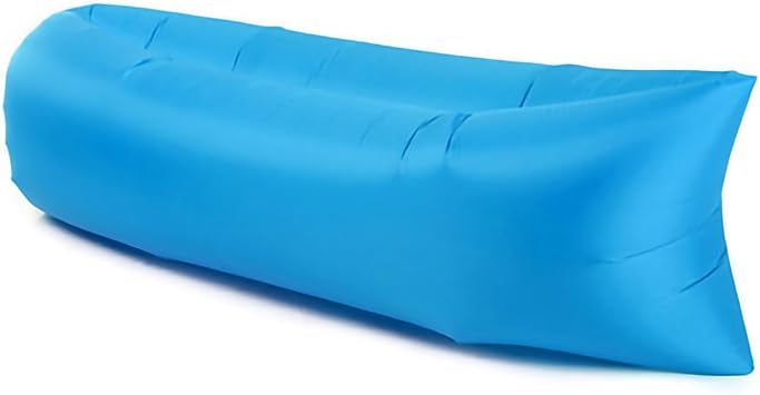 Double Inlets Design Inflatable Sofa, Thick Polyester Fiber Inflatable Couch, PE Material Sofa with Built in PE Sealing Film, Ideal for Camping Hiking Outdoor, Inflates in 5 Blue