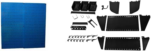 Miniatura 24 de Wall Control 30-P-3232B Paquete de tableros perforados de metal negro – (2) tableros perforados negros de 32 pulgadas de alto x 16 pulgadas de ancho