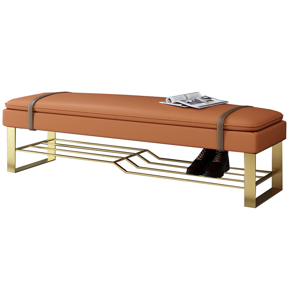 Banc de rangement pour chaussures rembourré et meuble de couloir en fer forgé
