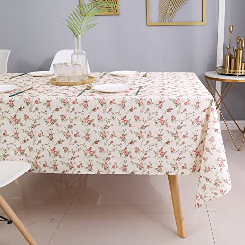 Flyspeed Rectangle Red Rose Floral Print Tablecloth Table Waterproof Cloth For Dinning Room 60 Inch By 84 Inch #TOP1
