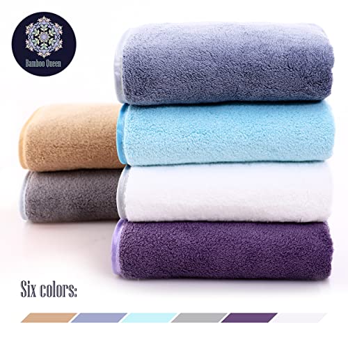 Bamboo Queen Luxury Silk Hemming Hand Towels Sets Of 6 - Light Thin Quick Drying - Ultra Soft Microfiber Highly Absorbent Towel For Hotel, Bathroom, Shower, Spa, Hand Towel 16 X 28 Inches - Multicolor #TOP1