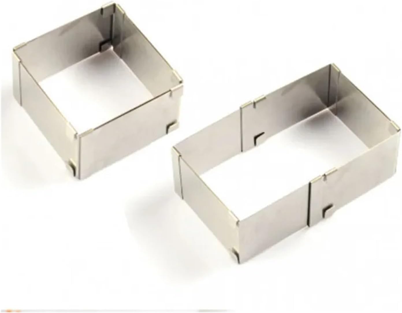 Stainless Steel Mousse Crumpet Rings, Stainless Steel Adjustable Mousse Ring Square Cake Mold Baking Mould Pastry Dessert Accessories Decorating Tools(15-27.5cm)